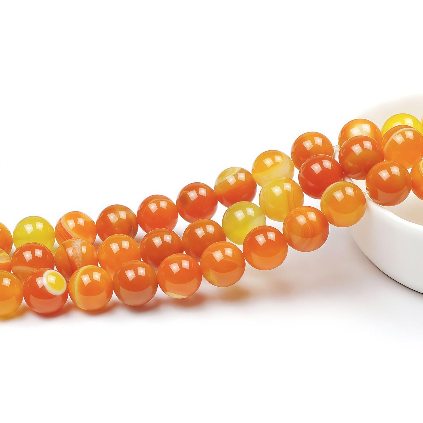 MJDCB Natural Stone Beads Orange Stripe Agate Round Loose Beads for Jewelry Making DIY Bracelet Necklace (6mm)