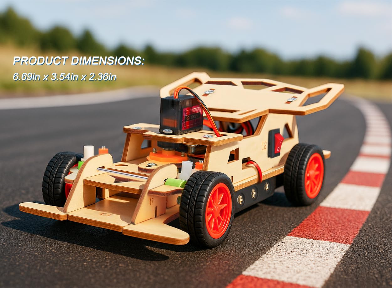Poraxy STEM Kits for Kids 8-10, STEM Toys for Boys Ages 8-13, Remote Control Car, Wooden 3D Puzzles Science Kits 8-12 Projects Building Model, Birthday Gifts for 9 11 14 Year Old Teen Boys Girls