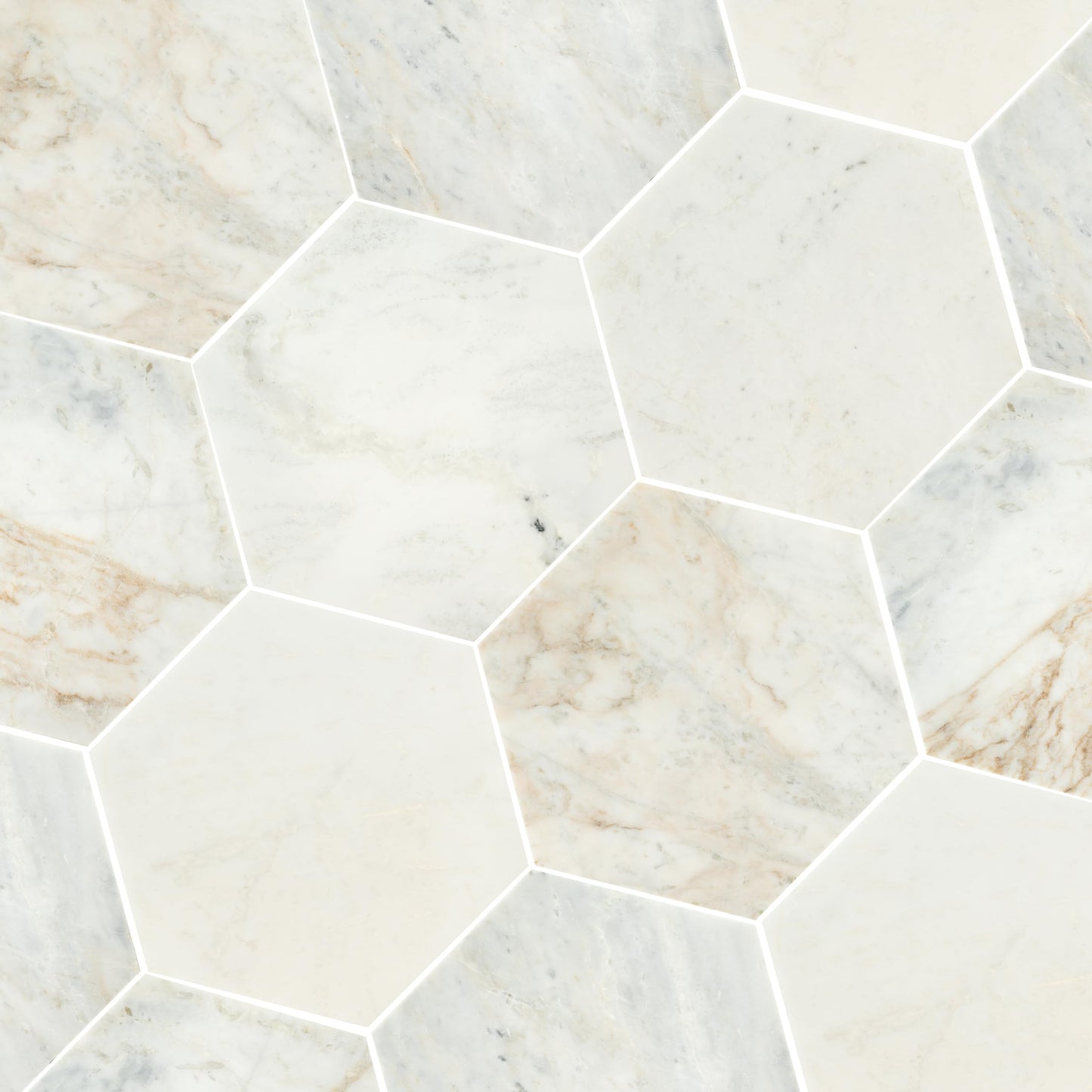 MSI Arabescato Venato 8 in. x 9 in. Hexagon Honed Marble Mosaic Tile for Kitchen, Bathroom Use; 2 Pack of 97 Pieces