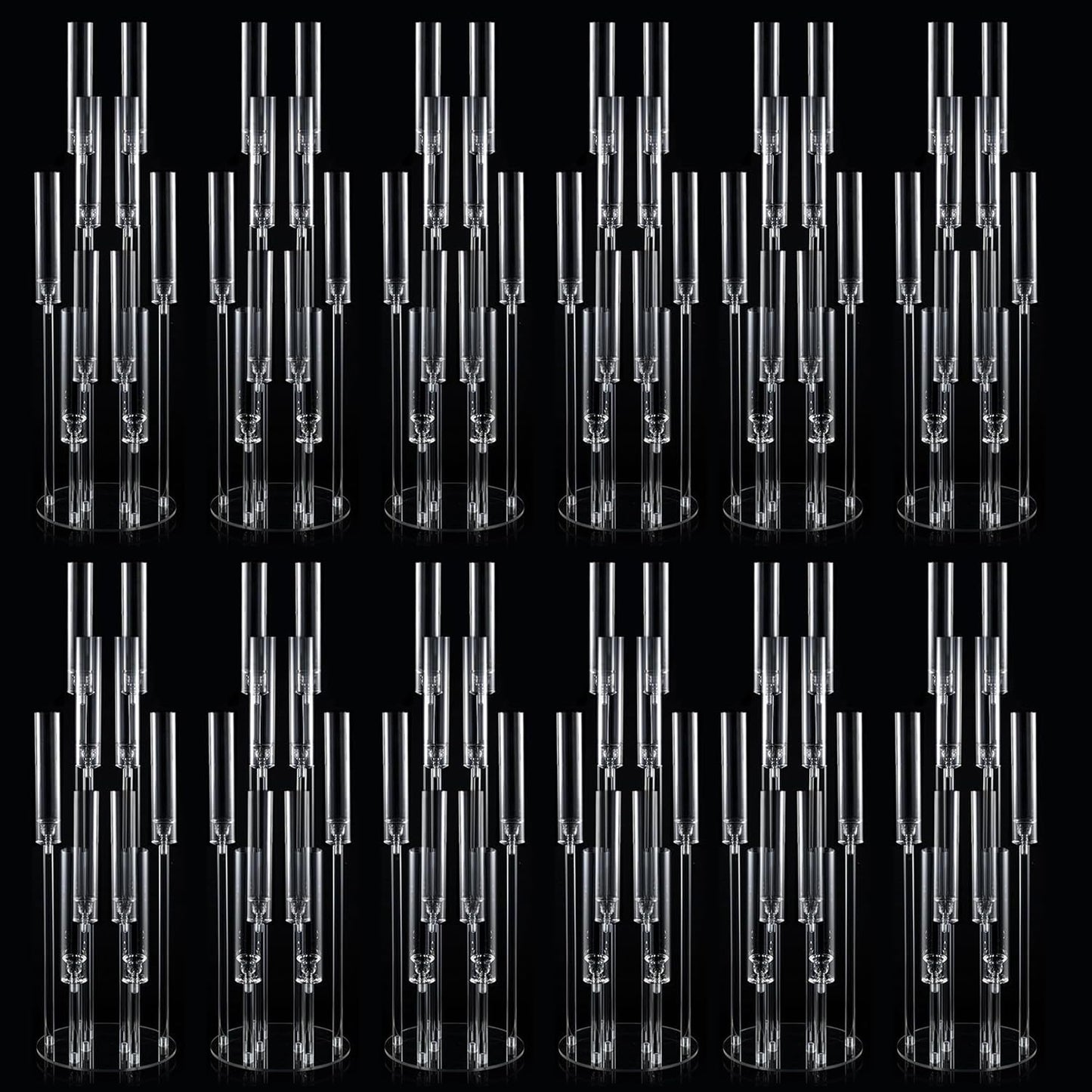 12PCS Acrylic Candle Holder for Party Table Centerpiece,Clear Acrylic Candelabra Centerpiece for Wedding Christmas Baby Shower Event Candles,Fit 0.8" LED Candles"