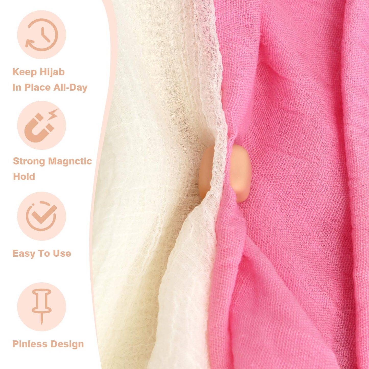 12 Pairs Hijab Magnets Strong Magnetic Hijab Pins for Women Pinless Clothing Clips for Scarf Veil Shirts Dress Muslim Islamic Gifts for Women - Square