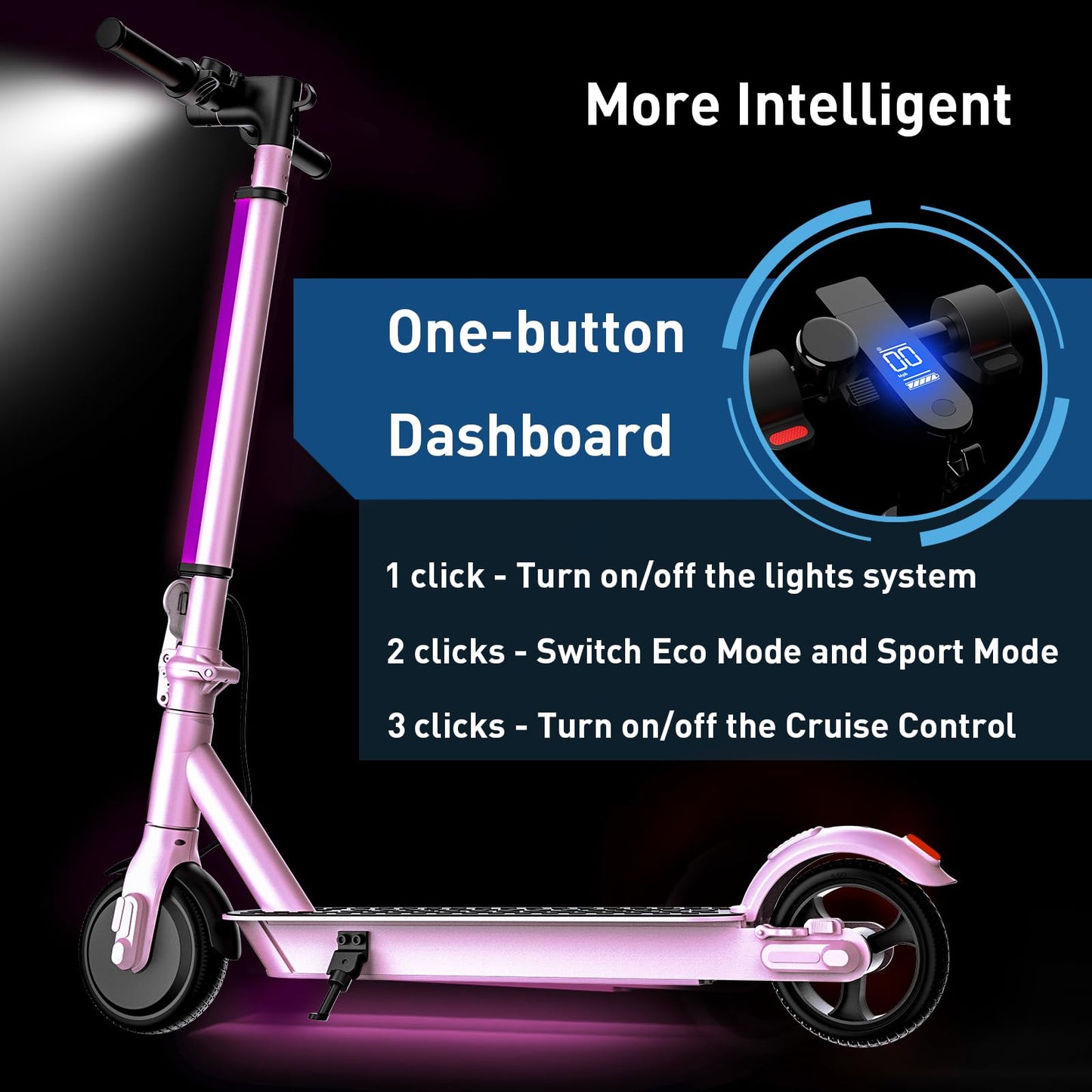Hiboy S2 Lite Electric Scooter - 6.5" Solid Tires - Up to 10.6 Miles Long-Range & 13 MPH Portable Folding Commuting Scooter for Teens/Adults (Sakura Pink)