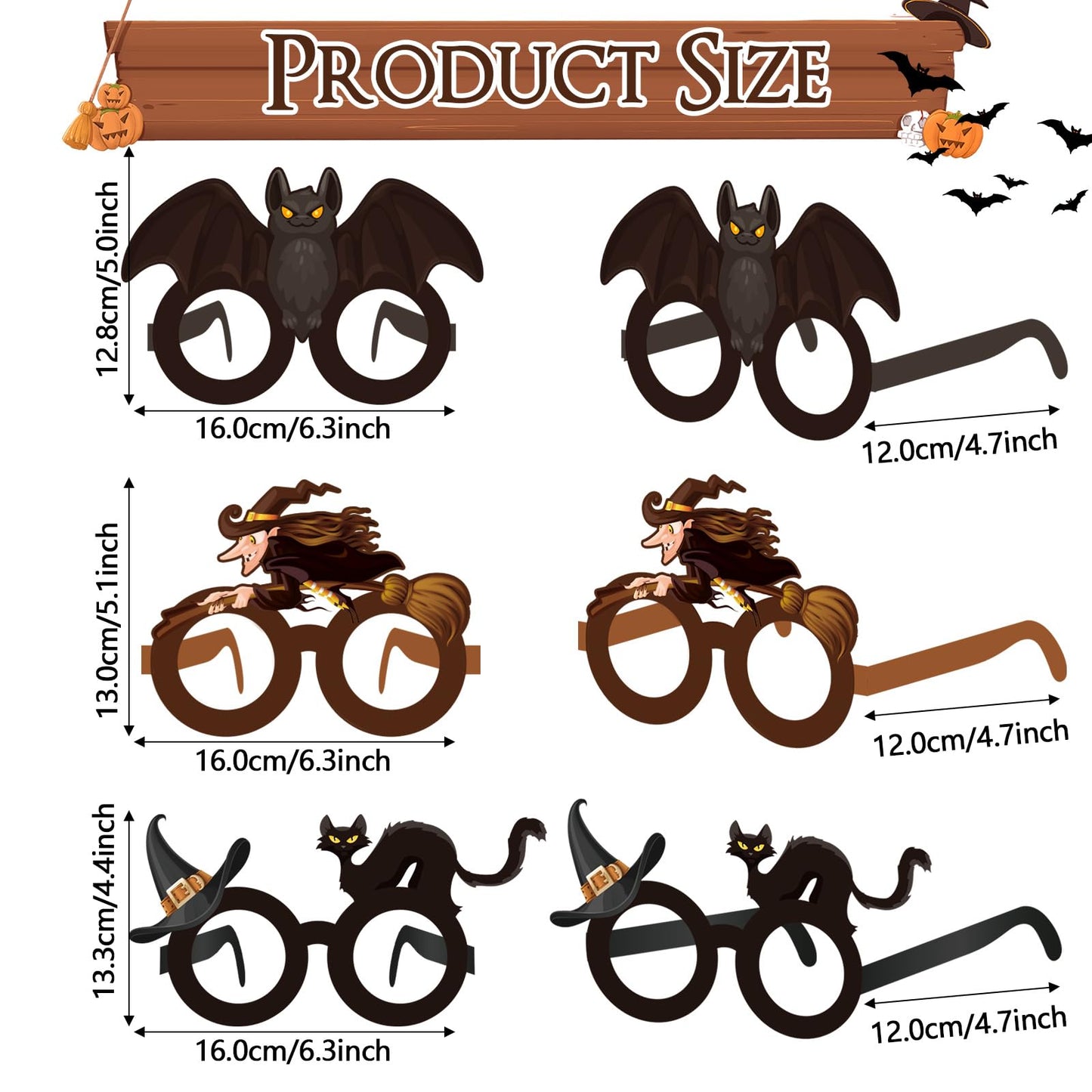 Harrycle 32 Pcs Halloween Wizard Party Decorations Paper Eyeglasses Wizard Photo Prop Glasses Frame Costume Supplies for Halloween Birthday Party Favors