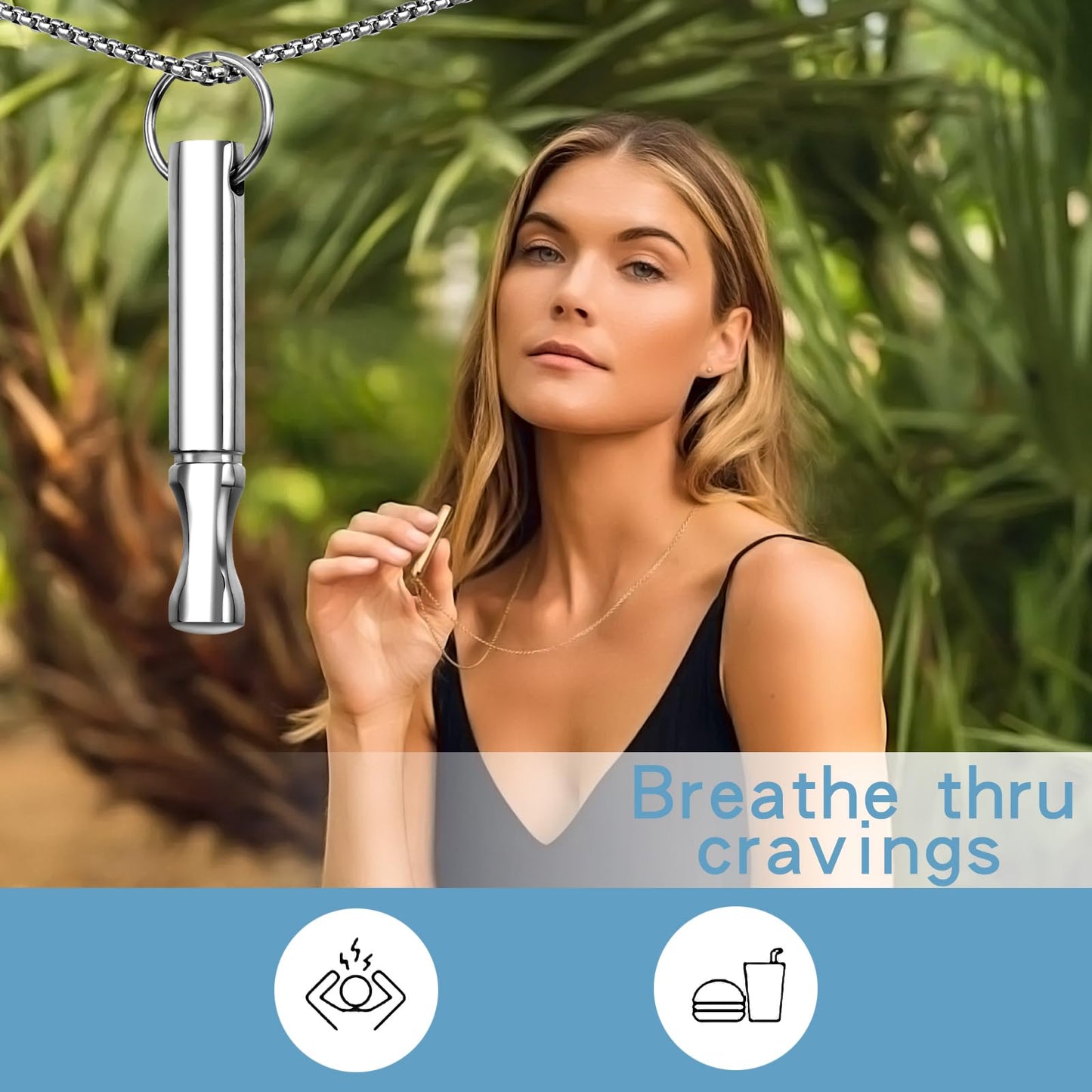 Mindfulness Breathing Necklace Stress Relief Pendant Stainless Steel Anxiety Breathe Necklace for Women Men (Rotundity, Steel)