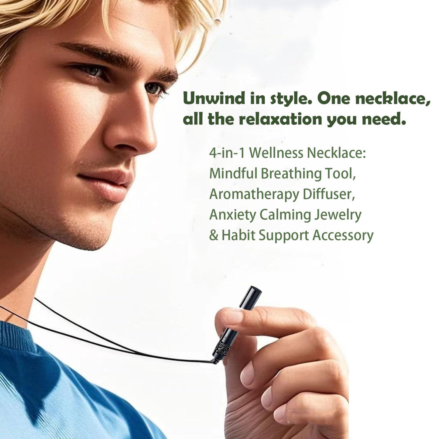 phaxud Stainless Steel Mindfulness Breathing Necklace for Anxiety Original Upgrades Multifunctional Breathlink with Essential Oil Diffuser Multifunctional Jewelry (A)