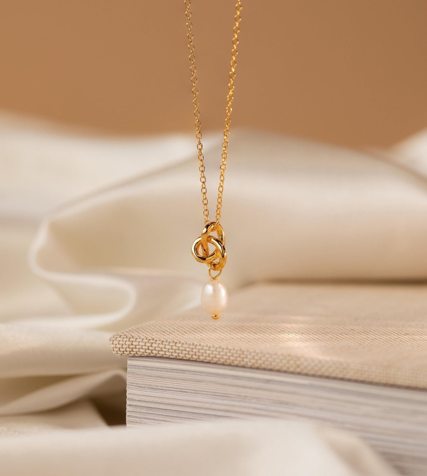 JOBICY Gold Pearl Necklaces for Women: Trendy, Freshwater Knot Pearl Drop Pendant Necklace, 14k Dainty Gold, Perfect for Brides or Prom Events