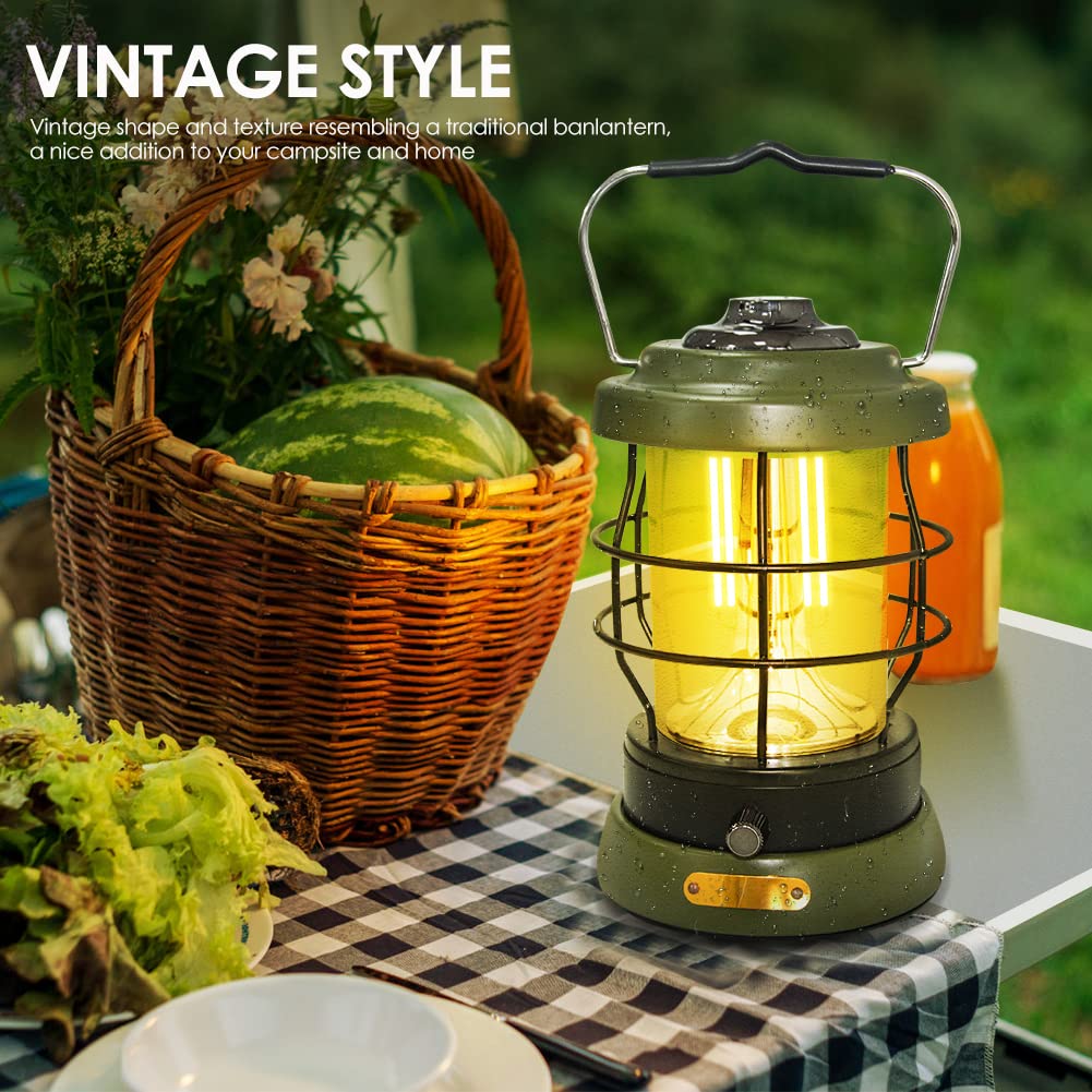 UniqueFire Rechargeable Camping Lantern 1500 High Lumens Hurricane Camp Light 2 Modes Portable Electric Tent Lamp Hands-Free Flashlight Lantern,5000 mAh Battery LED Lanterns for Power Outages