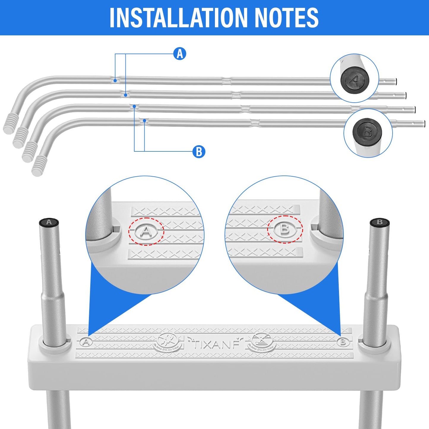 TIXANF 42" 3-Step Steel Frame Above Ground Swimming Pool Ladder,Heavy Duty Double Sided Removable Pool Steps,Pool Ladder Steps with Non-Slip Plastic Steps for Entry and Exit