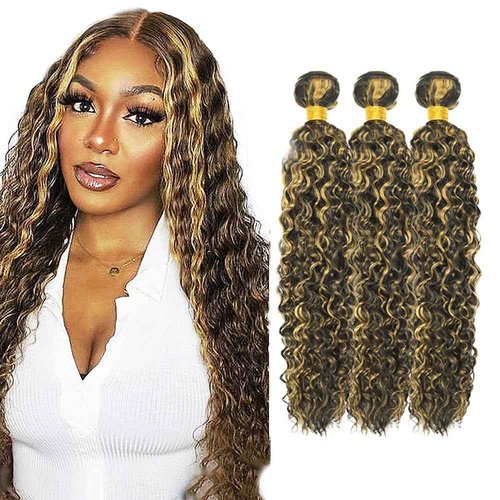 Habiliana Bundles Human Hair 20 22 24 Inch P1B/27 Human Hair Bundles 12A Unprocessed Brazilian Virgin Quick Weave Hair Extensions for Black Women