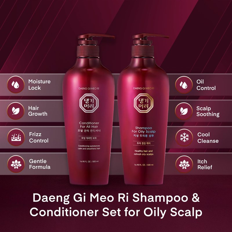 Daeng Gi Meo Ri- Oily Scalp Care Shampoo & Conditioner Set, Refreshing and Strengthening the Oily Scalp, Reducing Dandruff, Nourishing and Promoting Hair Growth,16.9 fl oz (500ml) Each