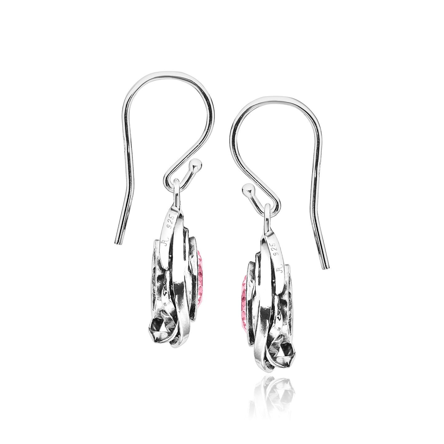 JEAN RACHEL JEWELRY 925 Sterling Silver Dangle Earrings for Women-Wire Wrap with Bezel Set Cubic Zirconia Vintage Design-Hypoallergenic,Lead&Nickel Free-Artisan Handcrafted Statement Earrings,Pink