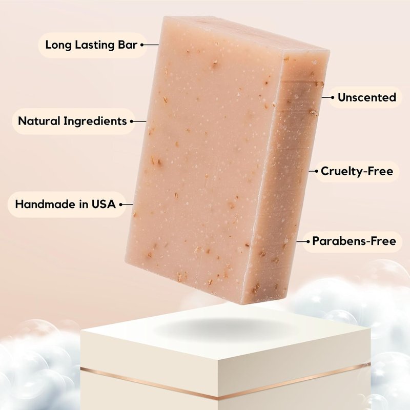 Natural Oatmeal Soap Bar - 3 Pack Face & Body Cleansing with Shea Butter & Coconut Oil | Gentle Moisturizing Bars