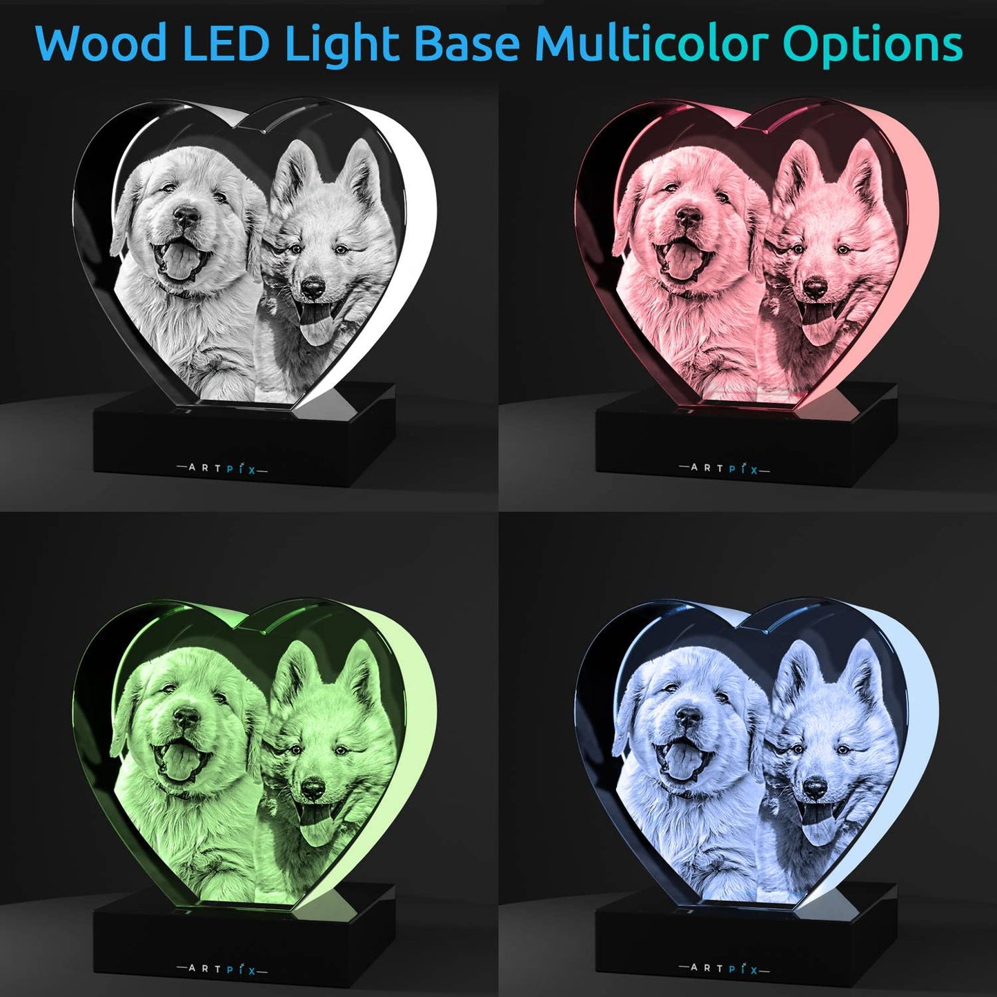 ArtPix 3D Crystal Photo, Personalized Gifts for Women, Wife, Her, Him, Men, Husband, Grandma, Customized for Mom with Your Own Photo, Custom Glass 3D Laser Etched Picture Frame Heart