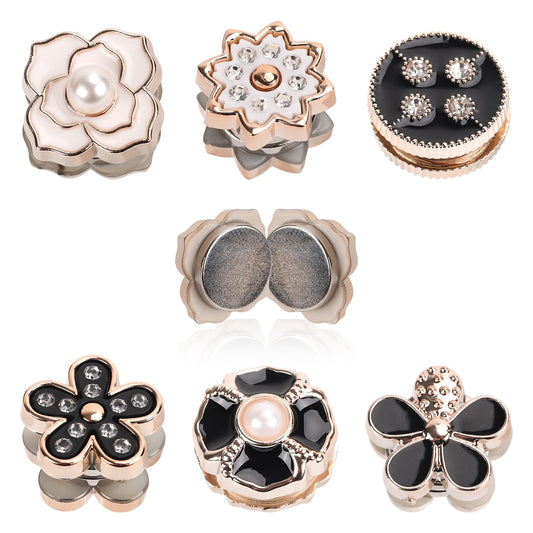 12pcs Magnetic Hijab Pins, Black and White No Snag Hijab Magnets Multipurpose Strong Magnetic Scarf Clip Clasp Buttons Pinless Brooch for Scarves Hats Shirt Collars Shawls Clothing (Style2)