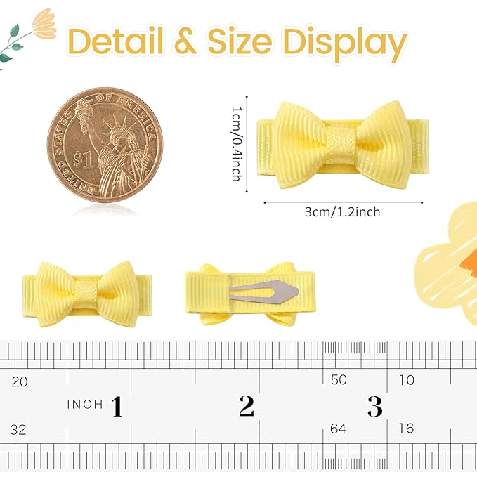 yoyokid 50PCS Baby Girls Snap Hair Clips, 1.2" Grosgrain Ribbon Tiny Hair Bows Clips for Baby Girls Toddlers Infant Fine Thin Hair (25 Colors in Pairs)