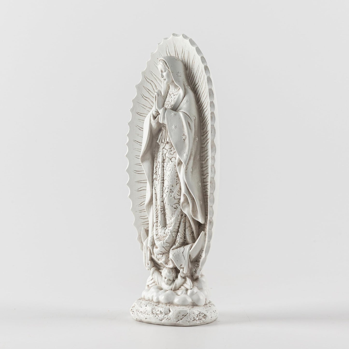DevotedWalls 7 inch Handcrafted Our Lady of Guadalupe Statue,Catholic Resin Religious Figurine,Virgin Mary Statue of Mexico,Mother of Jesus Figurine for Home Decor Gifts（Small White Virgin Mary）