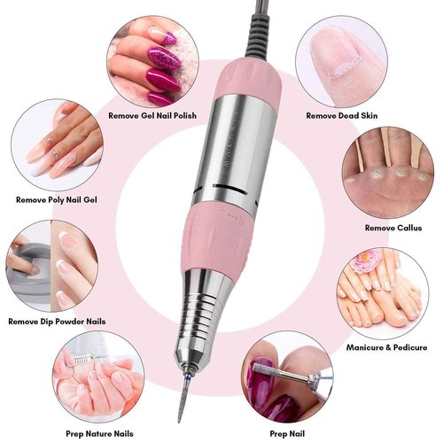 Makartt Geneviere Electric Nail Drill Machine with Nail Drill Bits Set 10Pcs Bundle