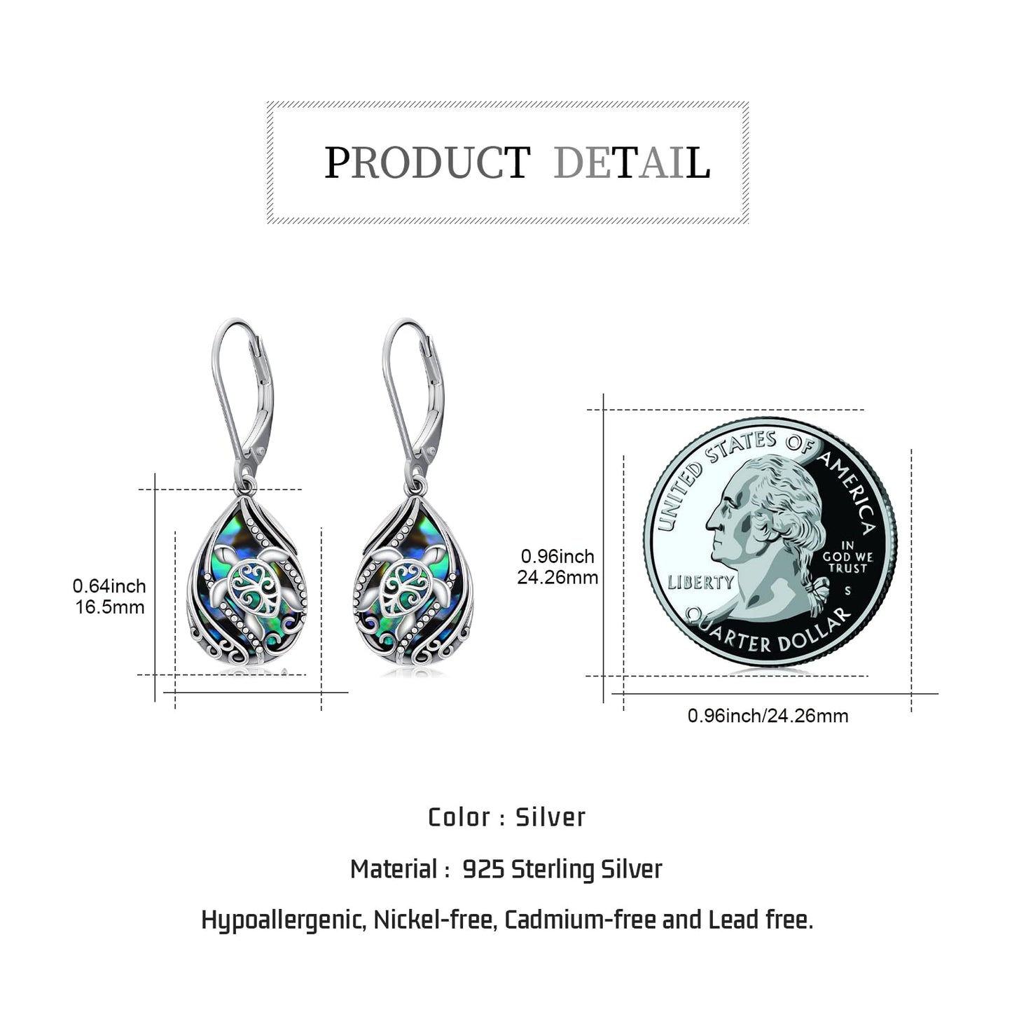 YYmqmq Abalone Turtle Earrings for Women 925 Sterling Silver Tree of Life Dangle Earrings Ocean Jewelry Sea Turtle Gifts for Women Girlfriend Mom