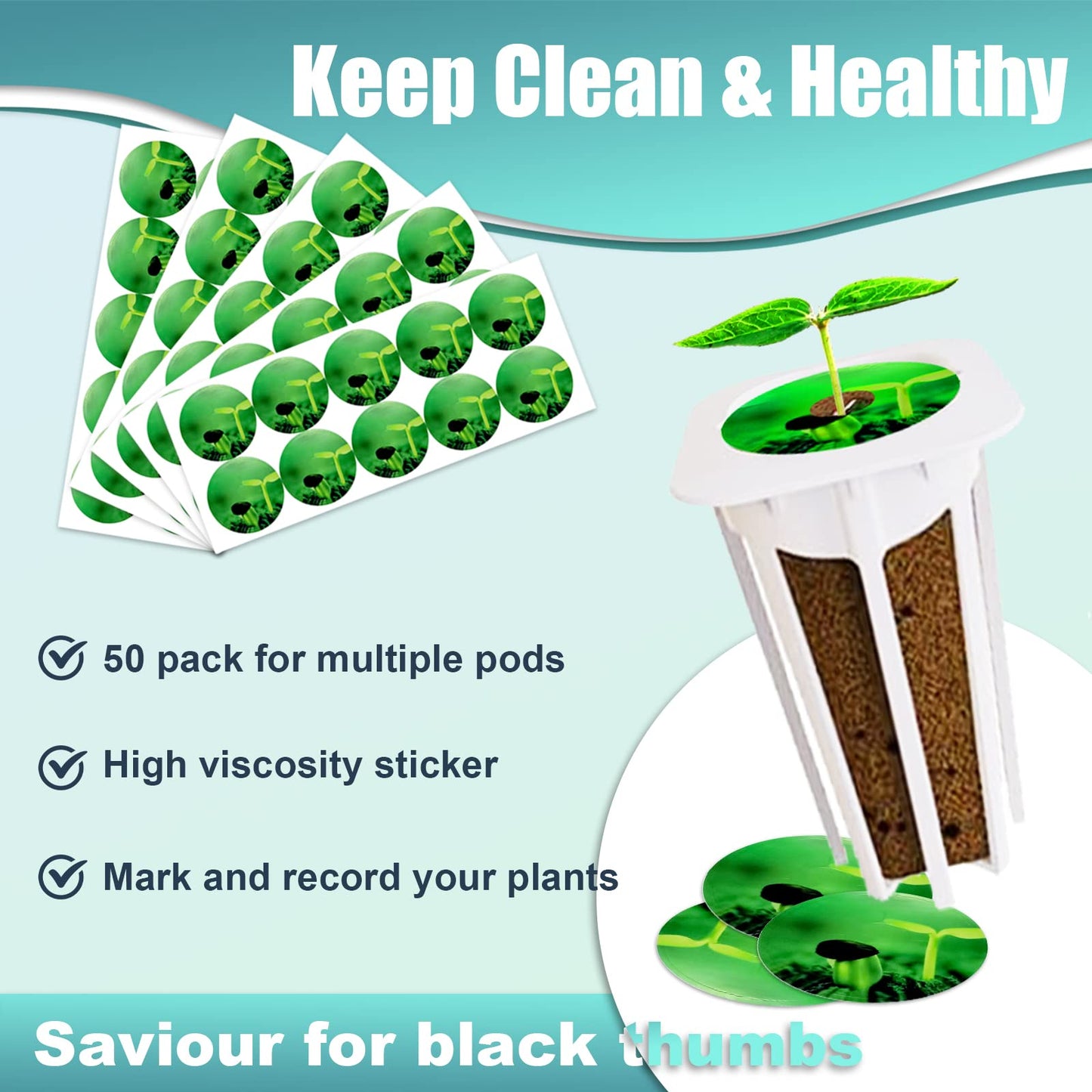 Haligo 100pcs Square Pods for Hydroponics Growing System, 50pcs Square Grow Sponges with 50pcs Pods Labels, Supplies Replacement, Compatible with IDOO, QYO, LYKO