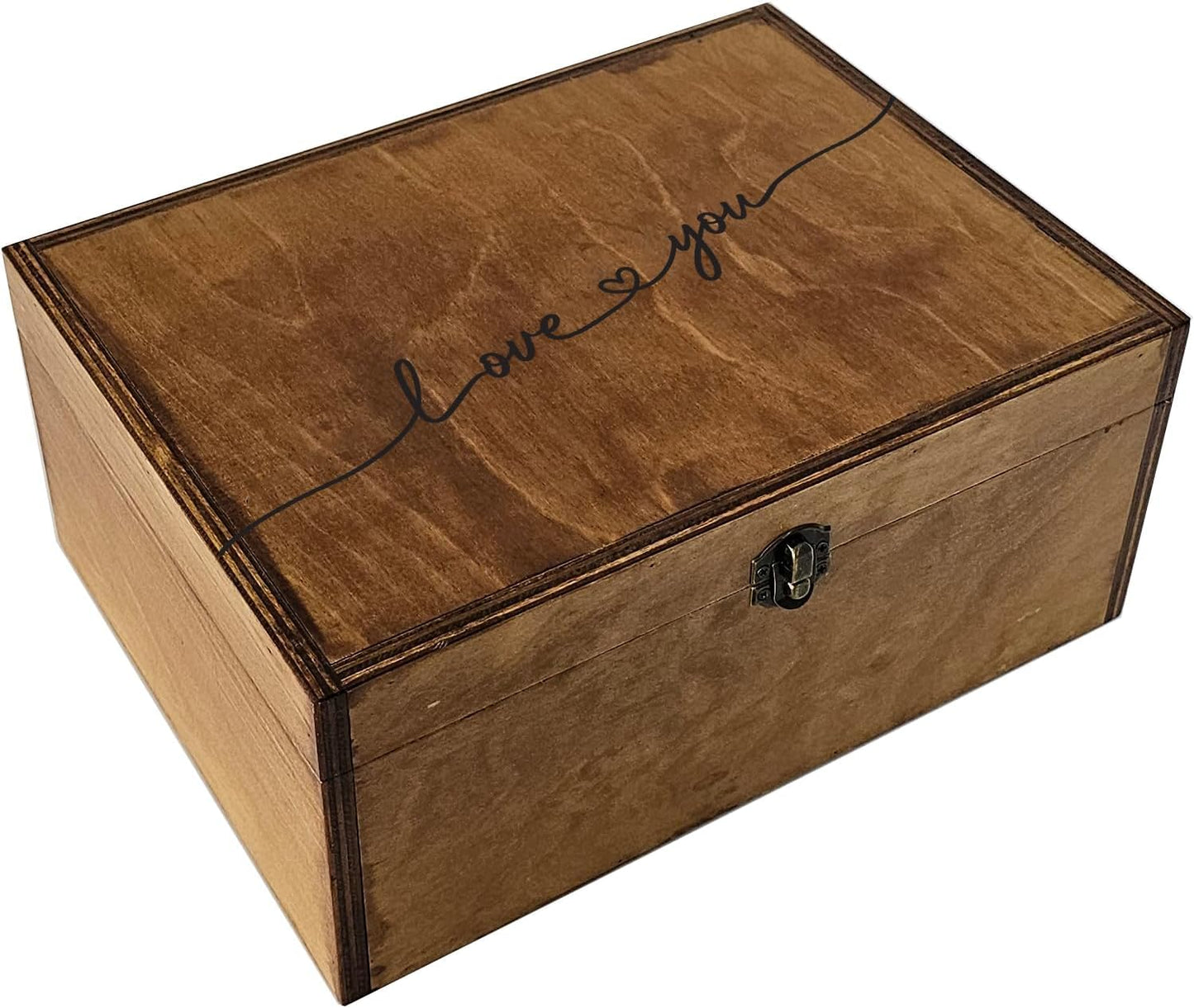 Mooniki Love You Memory Wooden Box, Large Wooden Keepsake Box 11.6" x 8.7" x 5", Wedding Gift For Couples, Engraved Memory Love Letter, Birthday Valentine Gift For Wife Girlfriend Husband Boyfriend