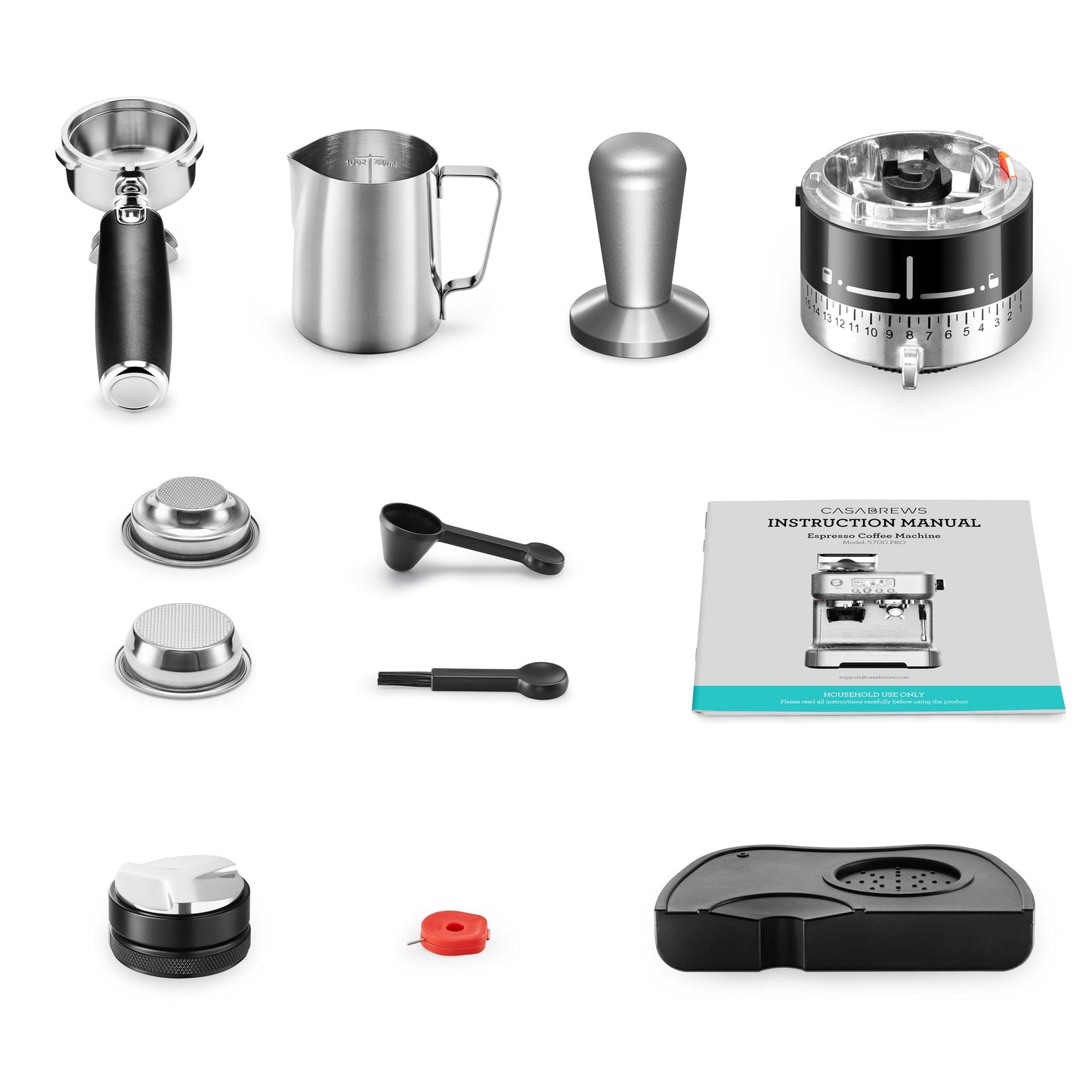 CASABREWS 5700Pro Espresso Machine with Grinder, Professional Coffee Maker with Milk Frother Steam Wand, Barista-Quality Cappuccino Latte Machine with LCD Display, Great for Coffee Enthusiasts