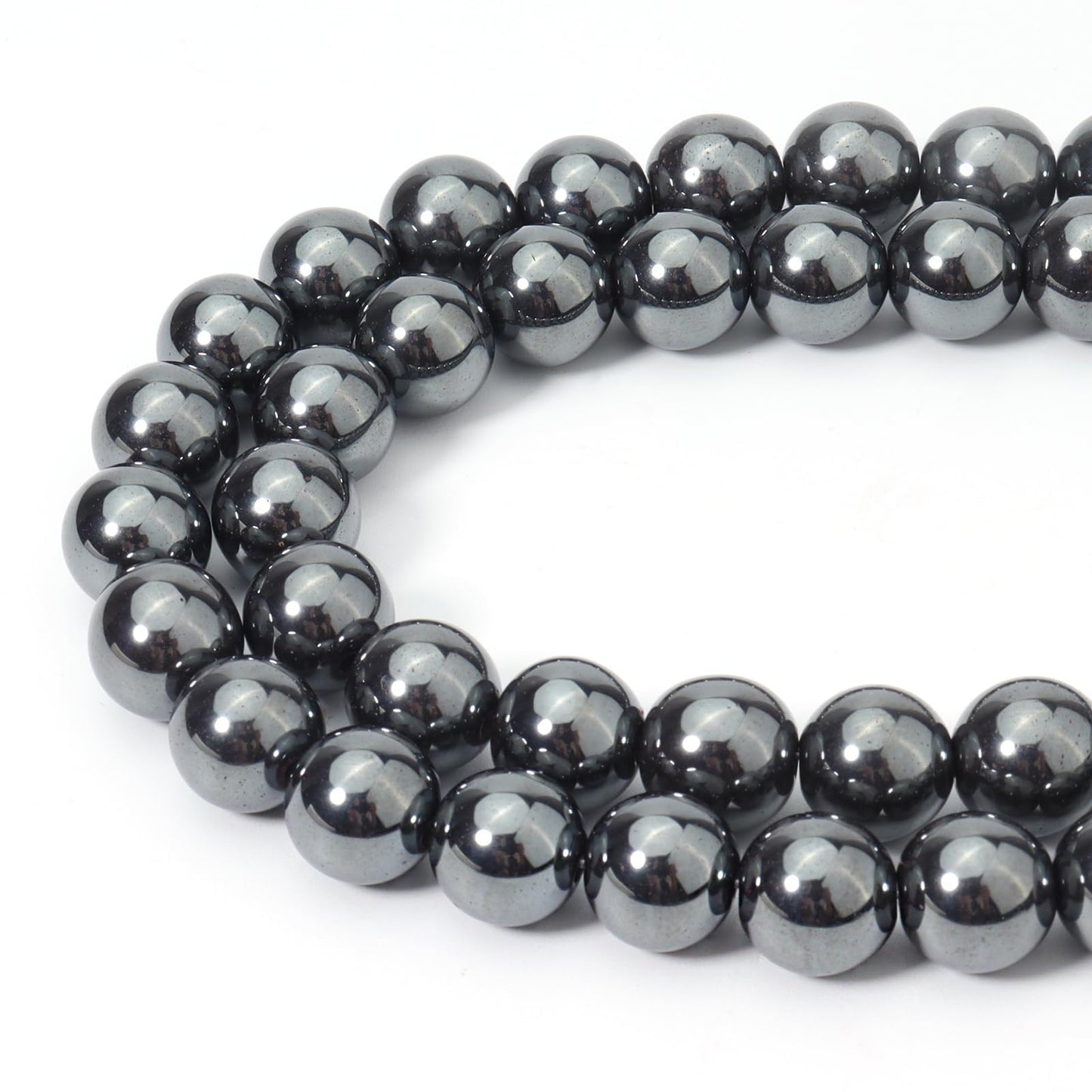 Siomia 60pcs 6mm Natural Black Hematite Beads Energy Healing Crystal Round Loose Stone Beads for Jewelry Making, DIY Bracelets Necklaces