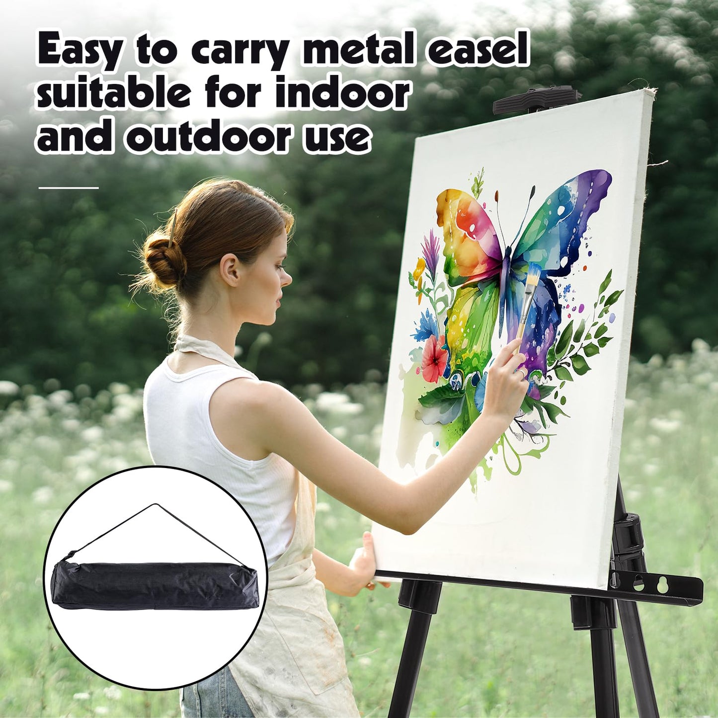 2 Pack Adjustable Art Easel Stand for Painting & Display, 17-66in Aluminum Metal Tripod with Carry Bag, Portable Travel Easel for Adults Artists