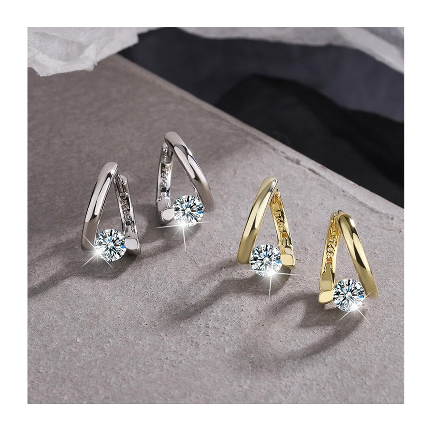 Halolux Lymphvity Germanium Earrings - Dainty CZ Zircon Acupressure Earrings for Lymphatic Drainage Gifts (Silver)