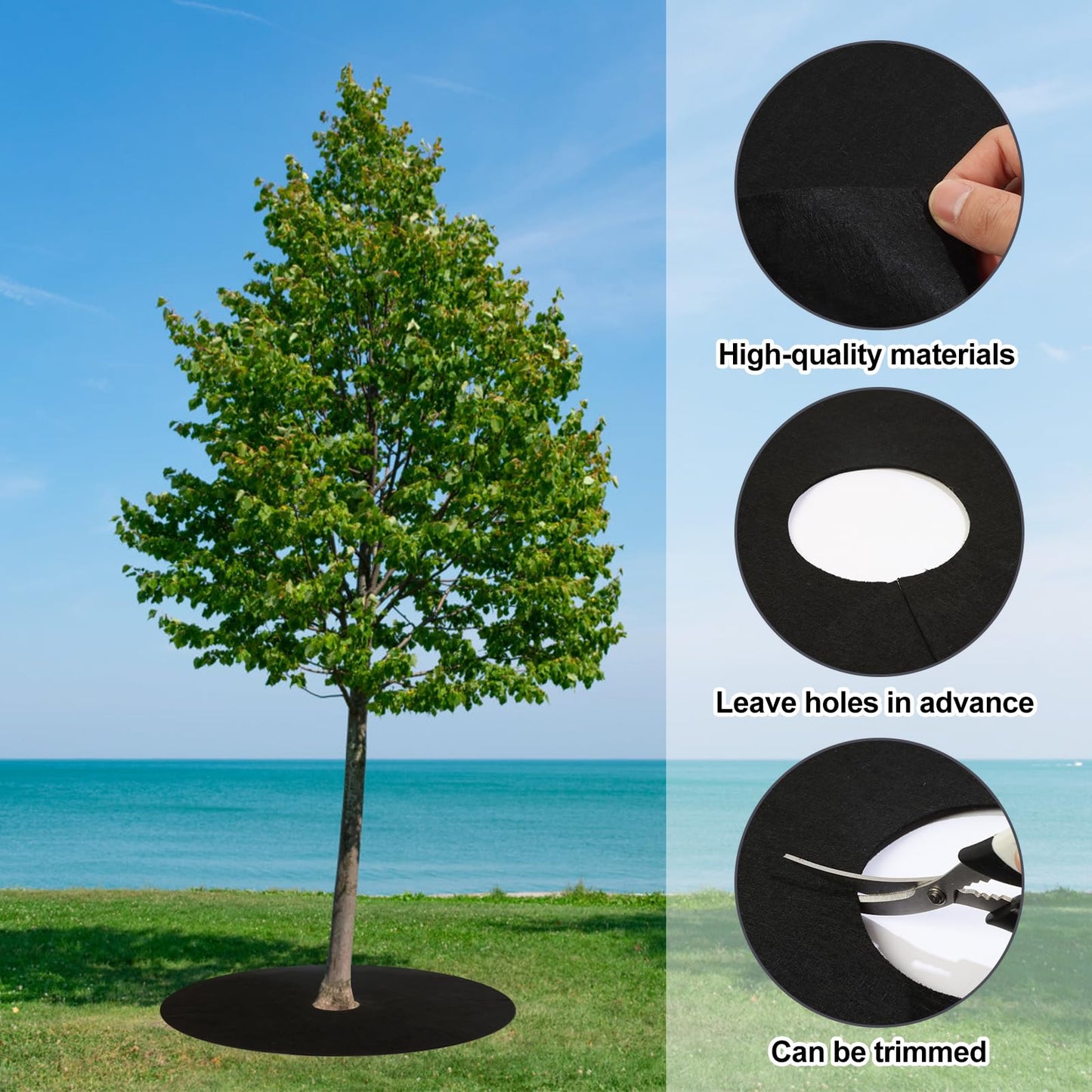 Tezhile 4PCS 32.2" Non Woven Tree Mulch Ring, Weed Barrier Landscape Fabric, Reusable Tree Mulch Ring Non Woven Landscape Fabric for Gardening Landscaping Weed Control Root Protection
