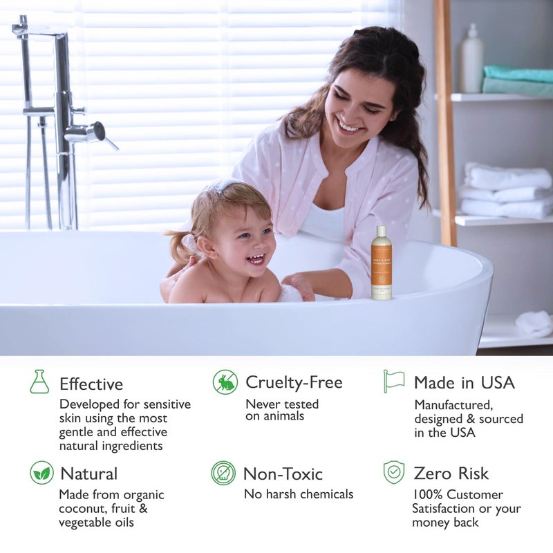 SoCal Suds & Company - Organic Baby & Kids Conditioner - Gentle Natural Ingredients, Vitamin Rich Organic Oils for Babies and Kids Sensitive Scalp - Orange Vanilla, 12oz - 2 Pack