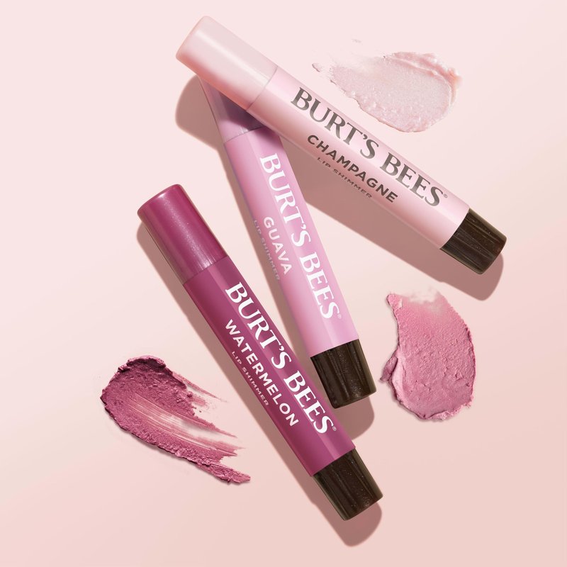 Burt's Bees Lip Shimmer Pink Collection, Tinted Lip Balm Stick, Moisturizing for All Day Hydration with Natural Glowy Pigmented Finish & Buildable Color, 3 Shades; Value Pack, 3 Tubes x 0.09 Oz