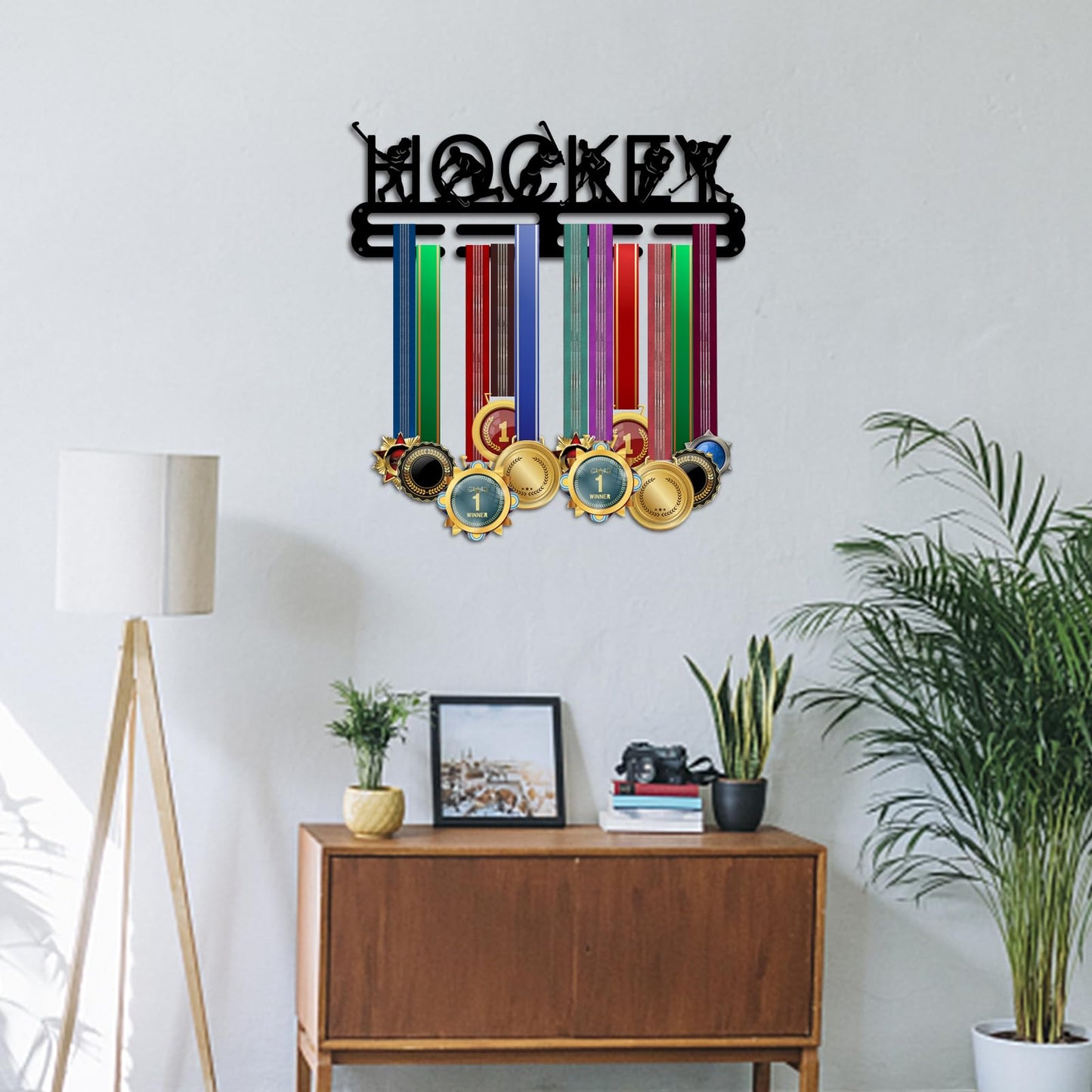 PH PandaHall Medal Display Hanger Holder Hockey Medal Holder 15.7" Awards Ribbon Hanger Medal Display Wall Rack Sports Medal Hanger Display for Men Women Sports Athletes Awards Cheer