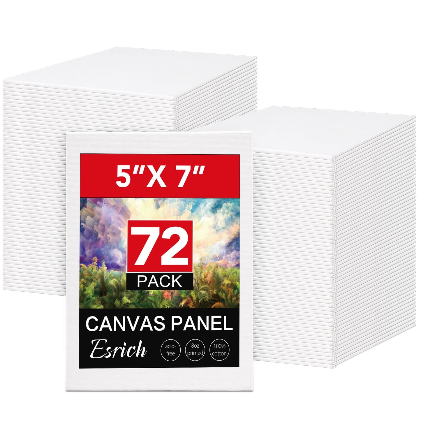 ESRICH Small Canvases for Painting, 5x7 Canvas for Painting 72 Pack, Mini Canvas Primed Acid-Free Blank Painting Canvas Panels for Oil, Watercolor, Acrylic Paint.