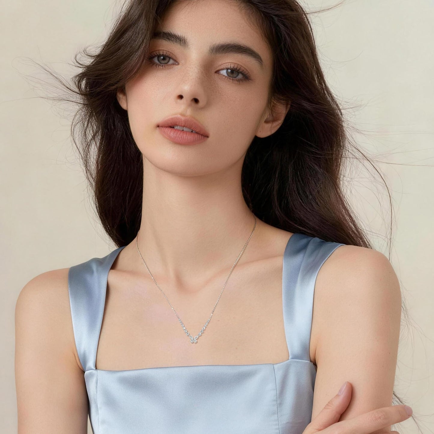 JEWELHOME 18 Stones Moissanite Butterfly Necklace for Woman,1.628CT Sterling Silver Necklace,Gift for Anniversary Birthday Wedding Jewelry Gifts for Mom Wife Girlfriend