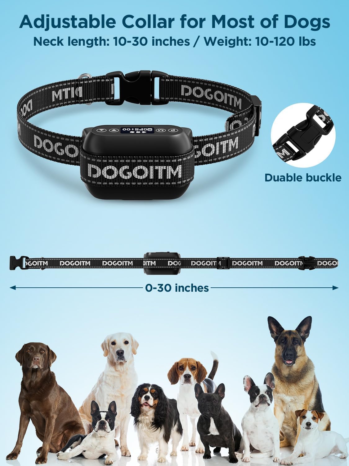 DOGOITM Wireless Dog Fence for 2 Dogs, GPS Wireless Dog Collar with 3 Warning Modes, Pet Containment System with AI Smart Signal, Electric Fence Collar for Outdoor Use(2 Collars)