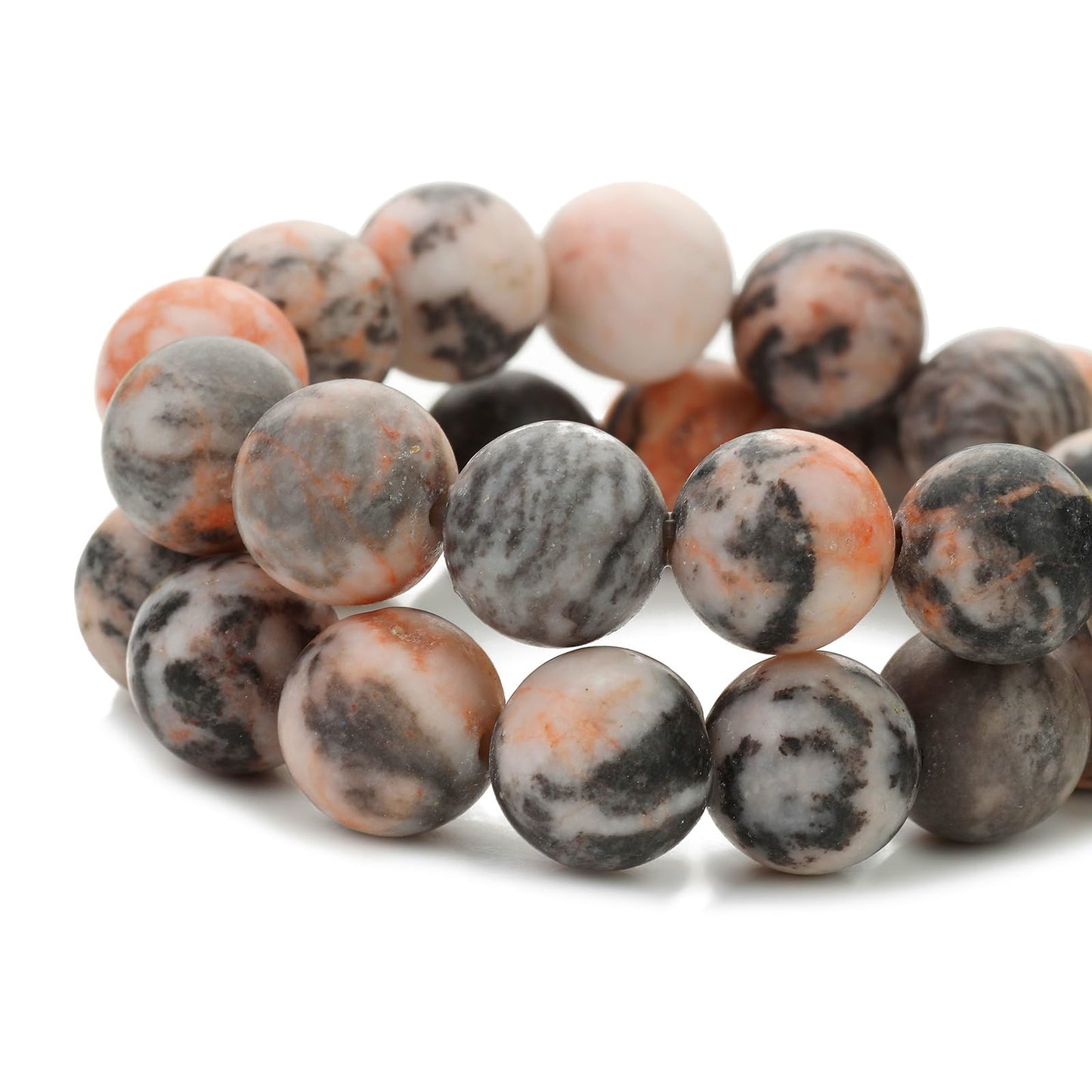 Zenkeeper 108 Pcs Pink Zebra Beads for Jewelry Making 8 MM Pink Zebra Gemstones Loose Stone Beads