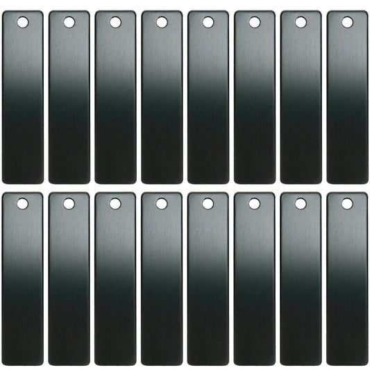 ABBECIAO Engravable Metal Keychain Blanks for Laser Engraving, 2" x 1/2" Anodized Aluminum Rectangle Stamping Blanks with One Hole, 14ga. Thick, Pack of 25 (Black)