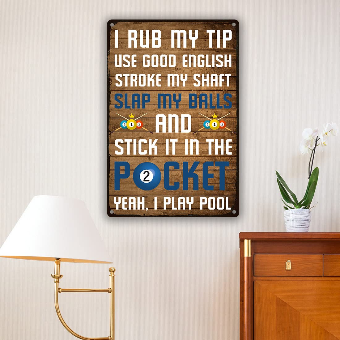 Funny Billiards Tin Sign Pool Table Accessories Pool Room Decor Playing Pool Metal Sign Billiards Gifts For Men Billiard Hall Decoration Signs 8 X 12 Inch