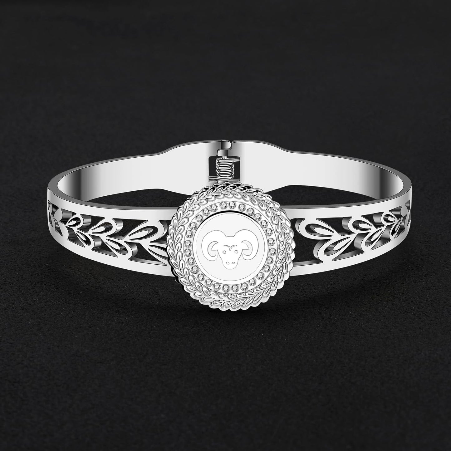 YAYAKO Stainless Steel Constellation Bracelets Bangle Zodiac Gifts for Women Birthday Gifts (Aries)