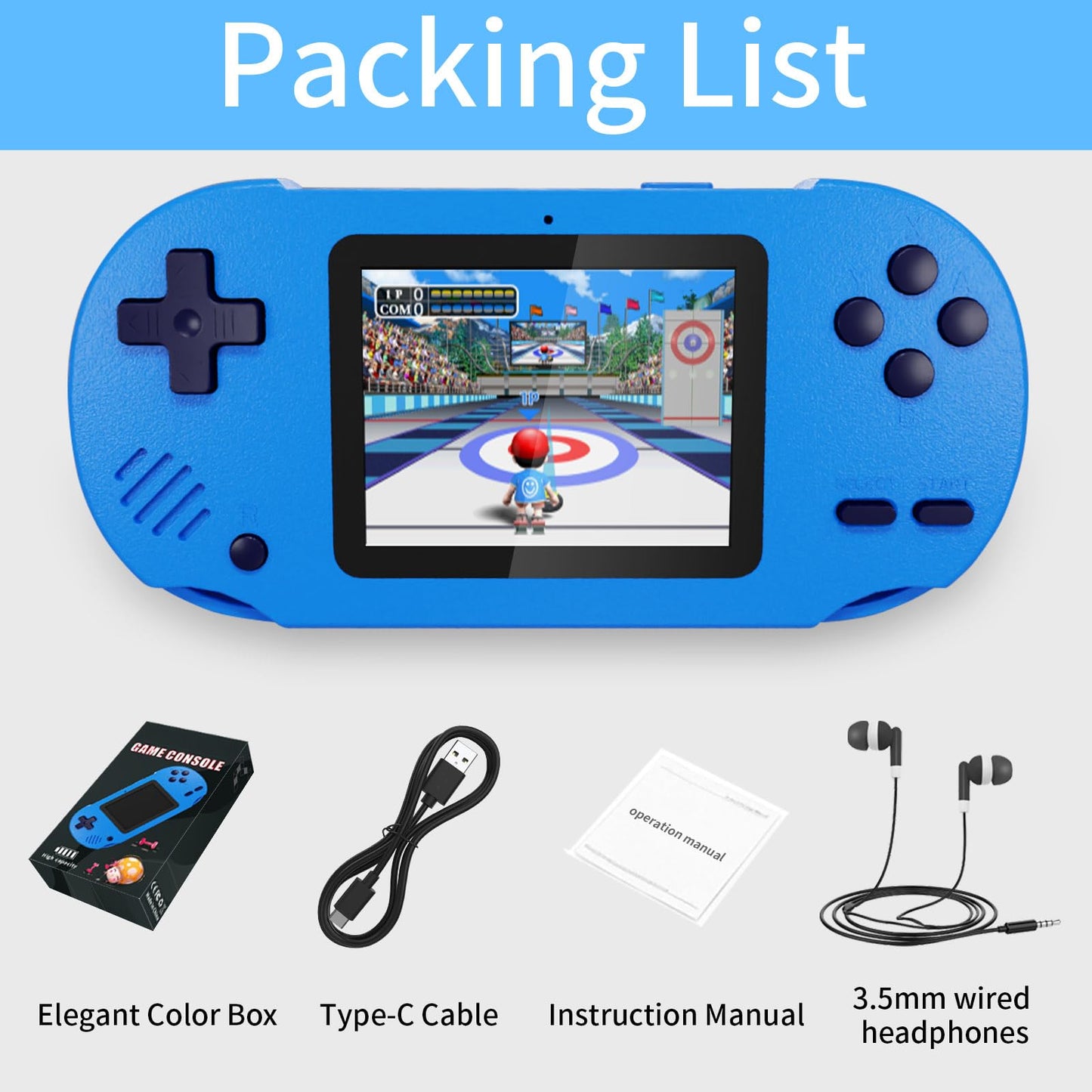 Damcoola Handheld Game Console for Kids– A fun toy for both kids and adults! This console features a 3.0-inch screen and comes preloaded with 300 classic games. Perfect as a birthday gift for children