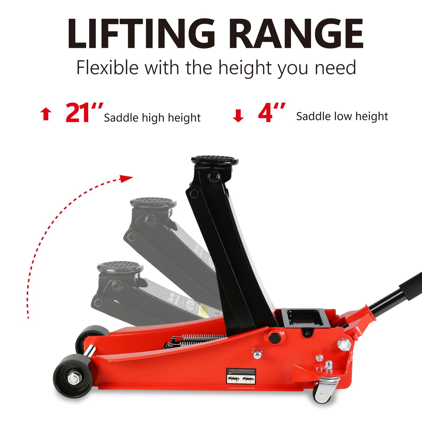 Elefesign 4T(8000) Low Profile Floor Jack, Steel Racing Floor Jack with Dual Pistons Quick Lift Pump, Car Jack Hydraulic AutoLifts for Home Garage, Hydraulic Floor Jack Lifting Range 4"-21"