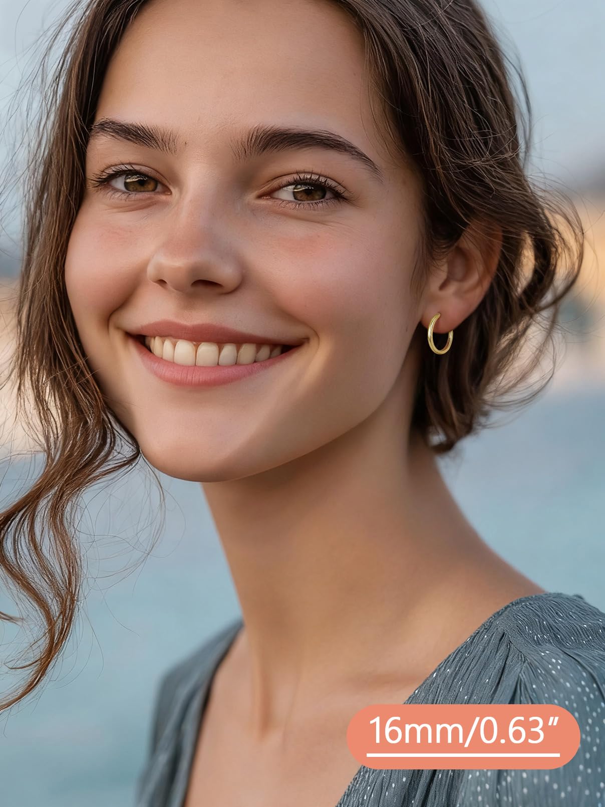 FaithHeart Hoop Earrings for Women, 14K Gold Hypoallergenic Huggie Hoop Earrings, Small Cartilage Earrings for Women 16mm, Send Gift Box