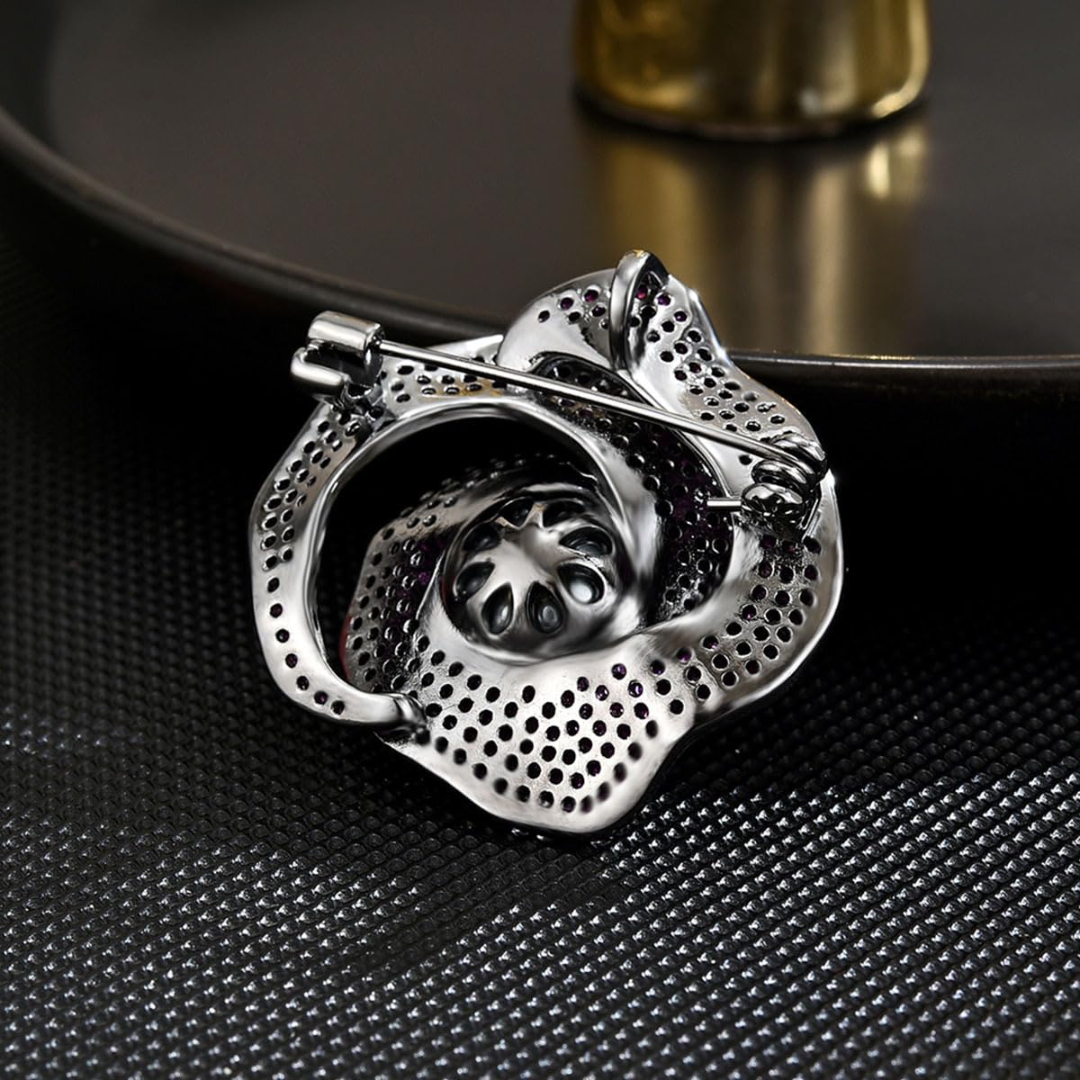 UNVAK Purple Rhinestone Flower Brooch Pin for Women Flower Pearl Brooches Lapel Pin Party Jewelry Gift for Mother Wife
