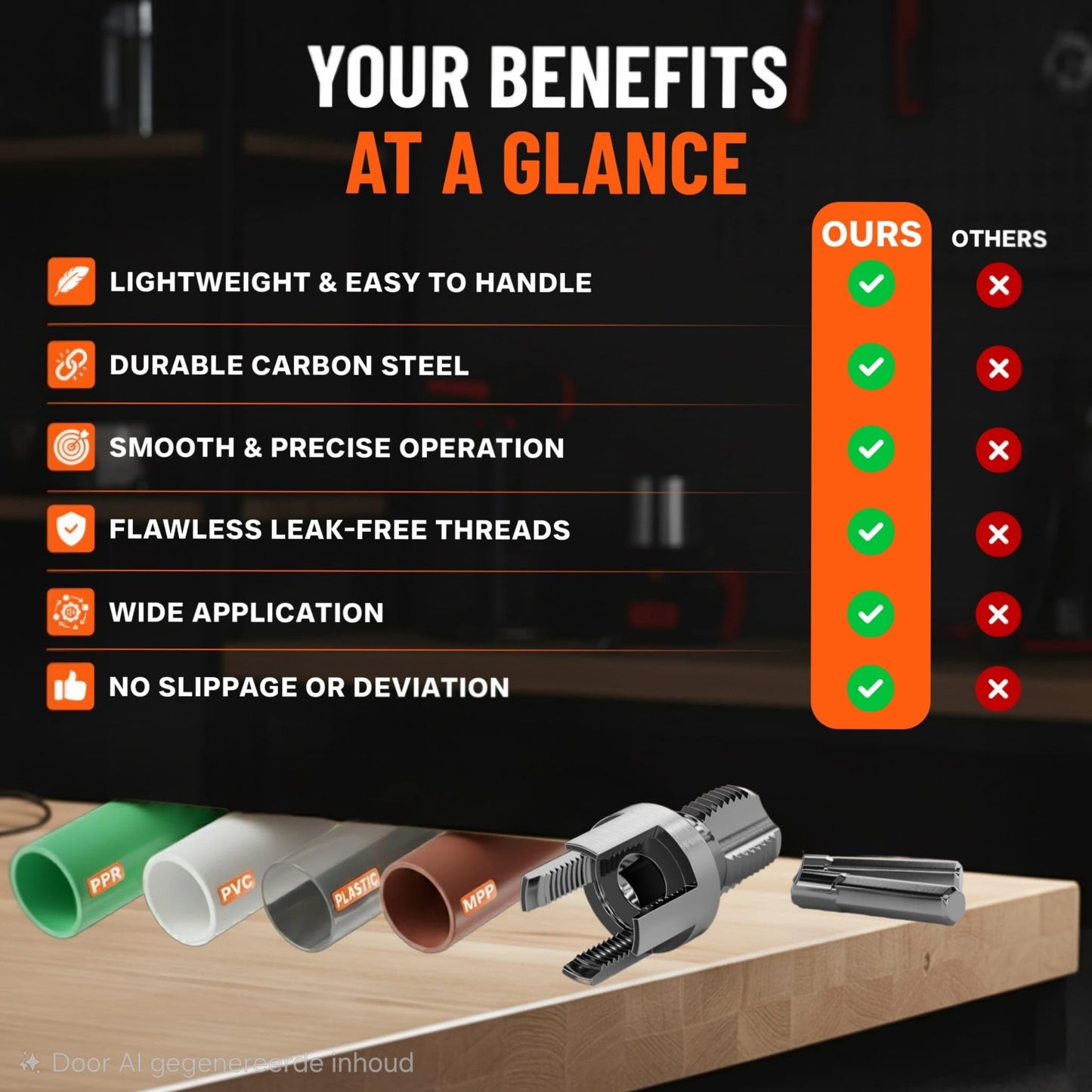 Premium 3 Packs PVC Pipe Threader 1/2 and 3/4 And 1 For Integrated Internal & External Threading Tool Break-resistant Rust-resistant Cutter Machuelos Tubo Set npt Dual-function Kit Opener