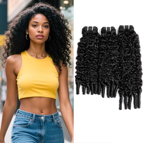 Bundles Human Hair 3C4A Spiral End Quick Burmese Curly Water Wave Bundles Human Hair Extensions14 16 18 inch 3Pcs for Women Natural Black