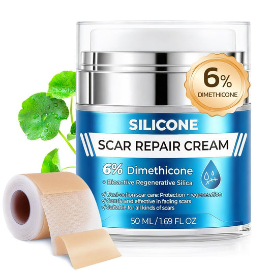 MythosFlow Scar Cream 6% Dimethicone Silicone Cream for Scars, Advanced Scar Removal Cream for Surgical, C-Section, Acne, Keloids, Burns, Old & New Scars, with Scar Tape, 1.69 fl.oz + 1.5m