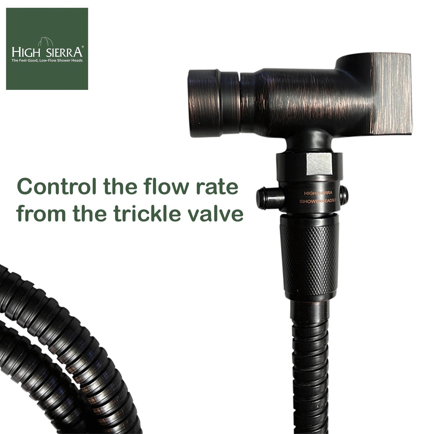 High Sierra® - All Lead-Free Brass Trickle Valve For Shower Heads. For Pause & Pressure Control. Easy To Push Button Reduces The Flow of Water or Shuts It Off to Just a Trickle - Brushed Nickel