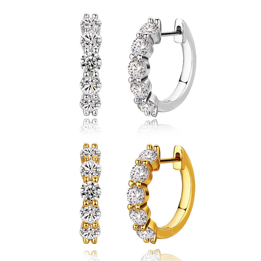 AllenCOCO Sterling Silver CZ Hoop Earrings for Women, Hypoallergenic AAAAA+ Cubic Zirconia Hoop Earrings 14K White/Yellow Small Gold Huggie Hoop Earrings for Women Sensitive Ears Diamond Earrings