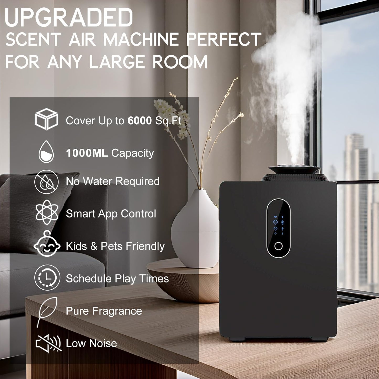 2026 Upgraded HVAC Scent Diffuser Machine 1000ML, Scent Air Machine with WiFi for Home, Hotel Diffuser Coverage 6000 Sq.Ft, Waterless Cold Air Aromatherapy Essential Oil Diffuser for Large Room