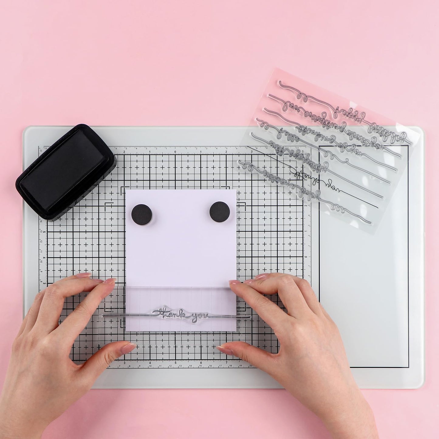 9Pcs/SetMagnetic Glass Craft Mat Set; 15.75"x10.24"Heat Resistant Glass Media Cutting Mat W/MagnetsGridlines and measurements; for Cutting, Stamping, Mixed Media, Heat Embossing and Hot Glue Projects